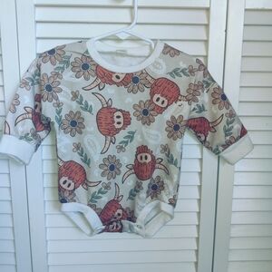 Baby Unisex Crewneck Sweatshirt Romper Cow Print Floral Design 6-12M